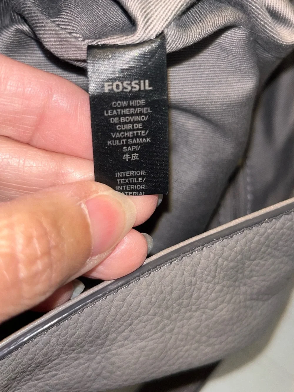 Fossil Maya Hobo Gray Leather Purse ZB7191 w/ Key Excellent Condition